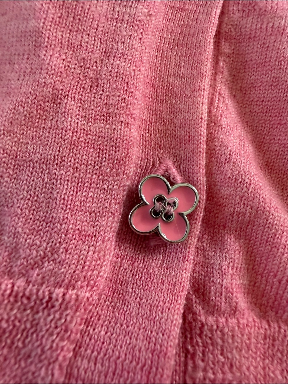 Pink Tartan 100% Merino Wool Bubblegum Pink Floral Button Cardigan XS - Picture 7 of 13
